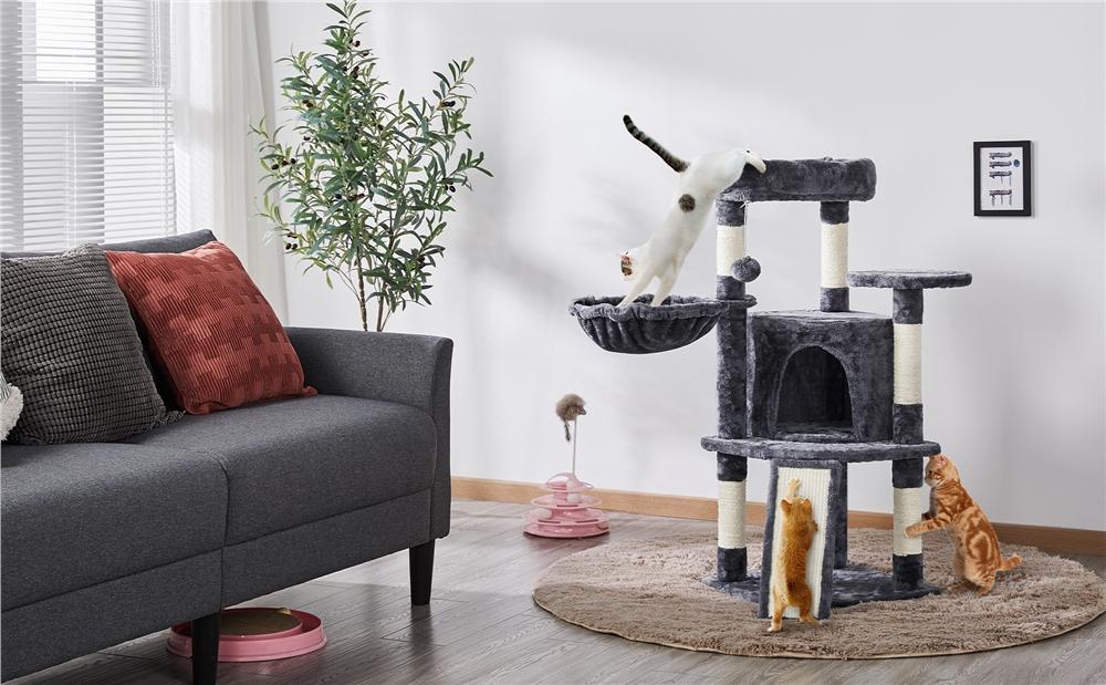 Yaheetech 42in Cat Tree with Scratching Posts and Condo, Plush Cat Tower with Perch Platform for Indoor Small Medium Cats