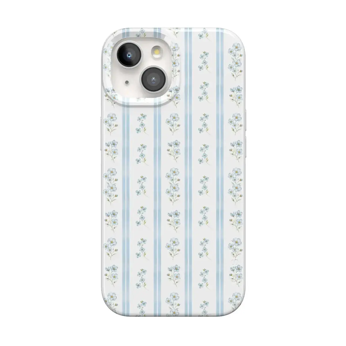 Casely iPhone 15 Case | Cottage Stripe | Blue Floral | Compatible with MagSafe | Classic Ultra Thin Design