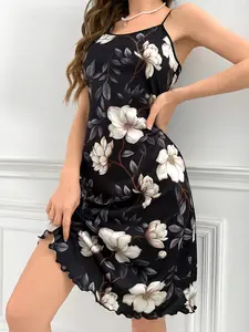 2025 Summer New Women's Floral Print Midi Sexy Camisole Dress Vacation Beach Dress Ideal for Holidays Dates Outings Versatile Style Summer Floral Long Dress Fashionable and Comfortable, summer dresses for women Casual Womenswear