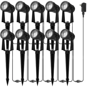 Outdoor Landscape Lighting, 10 Pack Low  LED Spot Lights with Transformer, IP65 , 2700K Warm White for Yard, Garden, Lawn,