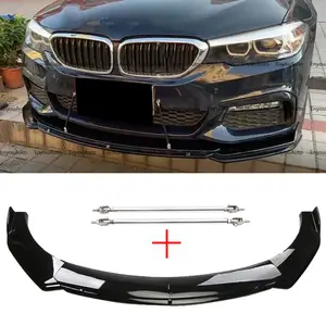 Front Bumper Lip Spoiler Splitter + Strut Rods Black For BMW 1 2 3 4 5 7 Series