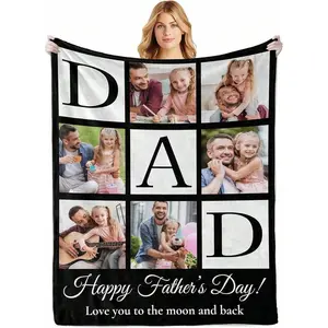 Personalized Fathers Day Birthday Gifts For Dad, Custom Blanket With Photos To My Dad Gifts From Daughter Son Wife, Fathers Day Blanket Gifts, Personalized Gifts For Men, Husband, Grandpa,For Father's Day,Ideal Gifts For Her,Him