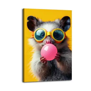 Possum Bubblegum Aesthetic Room Poster Canvas Poster, Cute And Vibrant Poster for Bedroom, Dorm, Gaming Setup