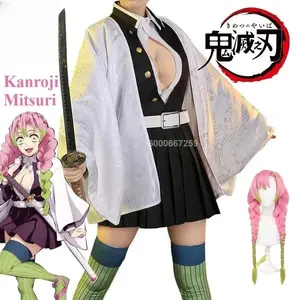Anime Yaiba Kanroji Mitsuri Cosplay Costumes Kisatsutai Love Women Sexy Skirt Uniform Wig Halloween #1