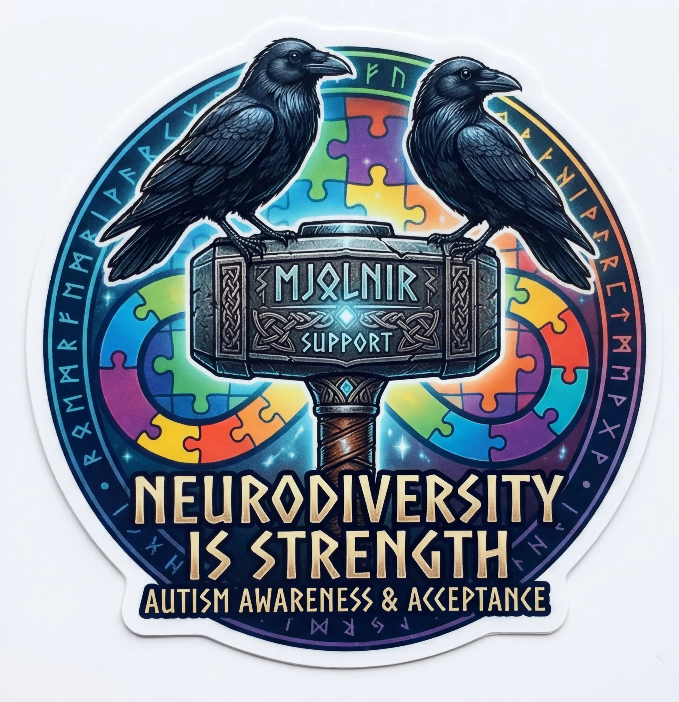 Reflective Vinyl Autism Hammer Ravens Helmet Sticker, Car Window Exterior Accessory Decal, Self Adhesive Stickers, Stickers