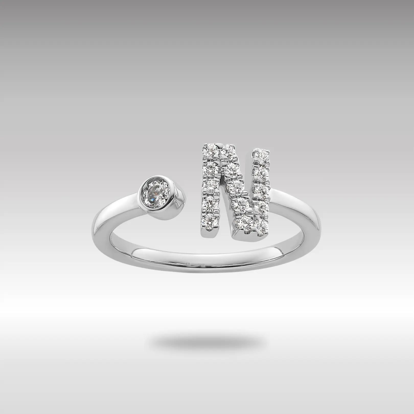 White 14K Gold Lab Grown Diamond VS/SI FGH Initial N Adjustable Ring Model-RM10277N-017-WLG
