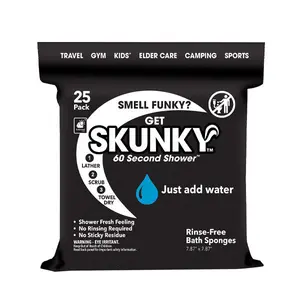 Skunky Bathing Wipes As Seen On TV, No Rinse Adults Body Wipes, Disposable Washcloths Rinse Free Shower Body Care Lightweight