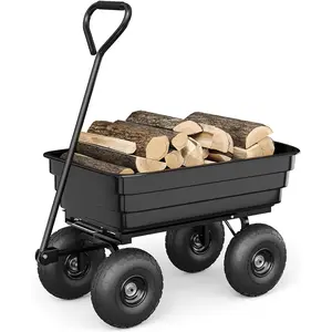 Poly Utility Dump Cart with Quick-Release Dumping - 600Lbs Capacity & 10" Tires for Yard Work & Landscaping