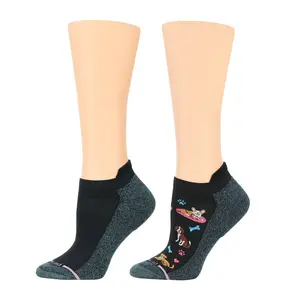 Women's Spandex Cotton Ankle Compression Socks, Dr. Motion 2-Pack, Casual Comfortable Smooth Breathable Fabric, Everyday Dog-Design Half-Cushion Style