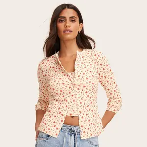 Women's Pointelle Cardigan - Parke Cream Floral M