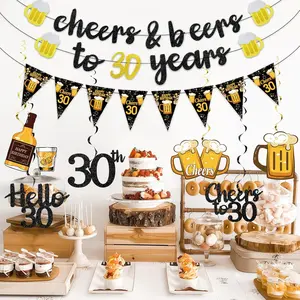 30th Birthday Decorations | 1996 Vintage Kit | Black Gold/Pink/Rose Gold Set with Backdrop, Banner, Yard Sign & Balloons | All-in-One No DIY Supplies for Men Women Indoor Outdoor 30th Party