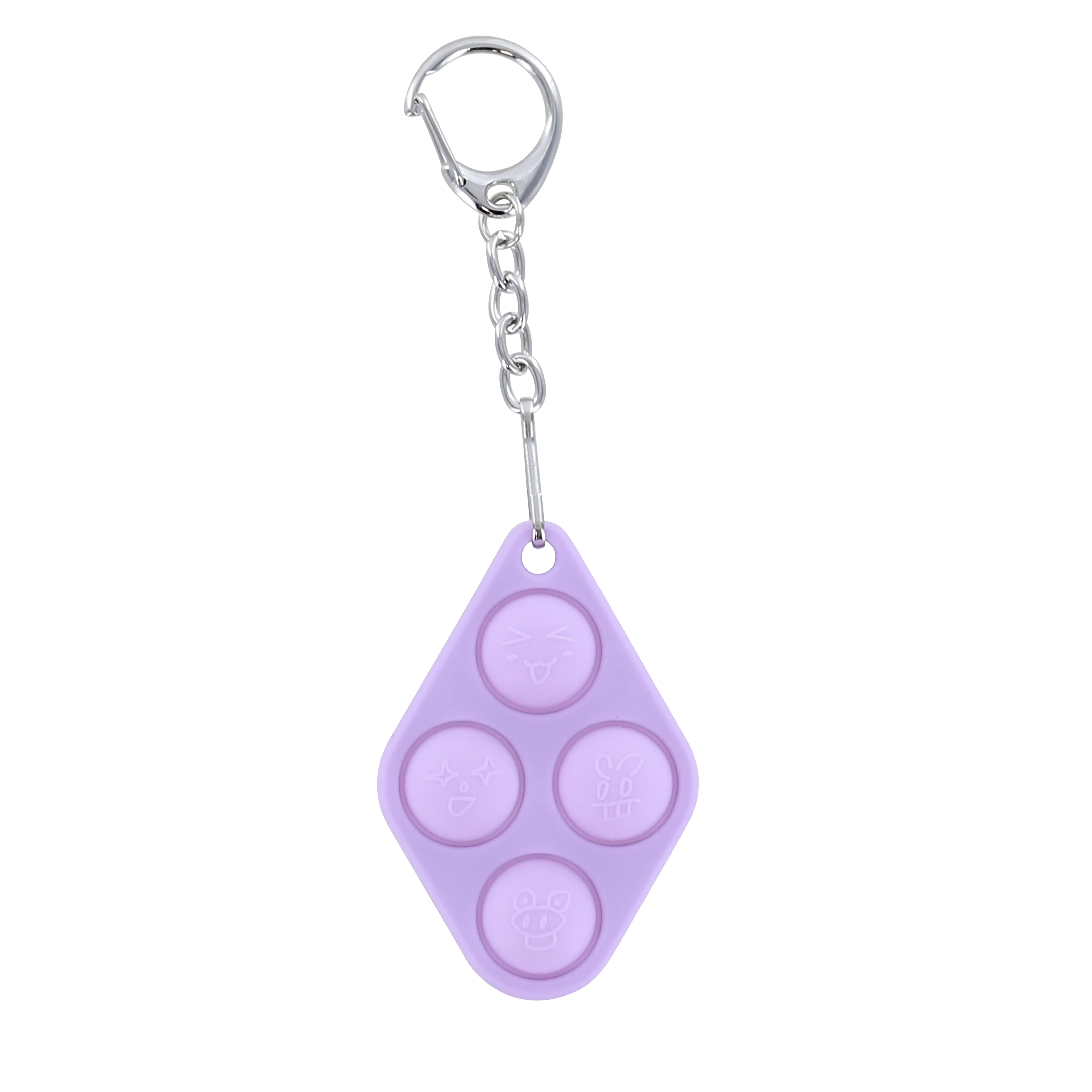 Portable Durable Purple 4-Button Smooth Silicone Bubble Popper Clicker Keychain - Travel-Friendly Bag Key Accessory, Sensory Interaction Gift Keychain for Kids (Unisex Decor)