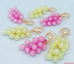 4pcsJelly Grape Cluster Shaped Keychain, Simulated Fruit Style Cute Pendant Ornament, Exquisite Portable Accessory Suitable For Car Keys School Bags Handbags, Ideal Daily Decorative Ornament And Practical Casual Gift