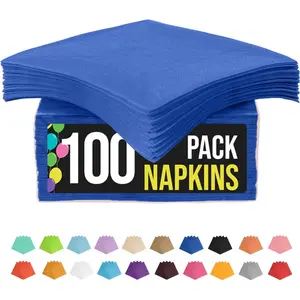 Disposable 2-Ply Dark Blue Dinner & Drink Napkins, 100-Piece Bulk Pack, for Parties and Everyday Home Use