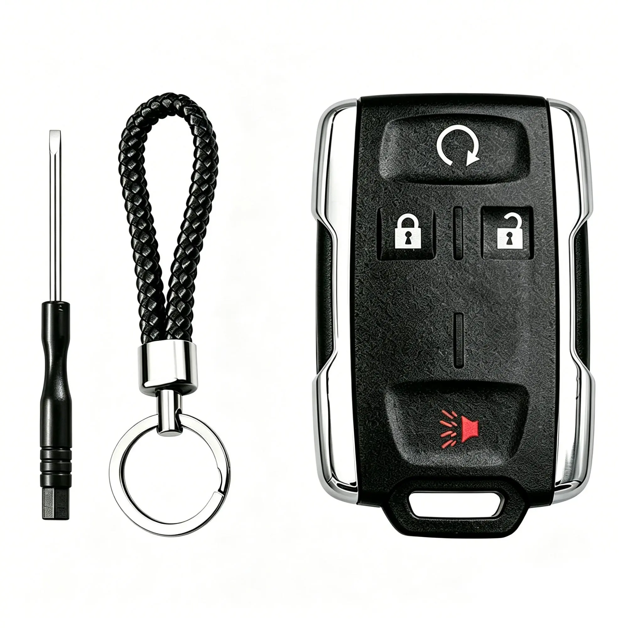 WOAOW 4-Button Keyless Entry Remote Key Fob Shell Replacement - Fulfilled by TikTok 3-Day Fast Shipping - Fits Chevy Silverado/Colorado, GMC Sierra 1500/2500/3500 HD/Canyon (2014-2021) |     OEM Part M3N-32337100