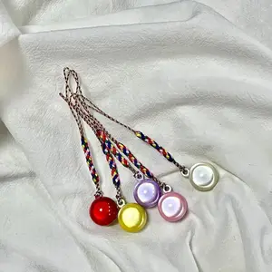 3pcs Cat Eye Round Water Sound Bell Pendant Key Chain Manufacturer DIY Phone Charm Japanese Style Feng Shui Water Sound Key Ring