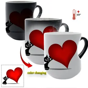 Thermosensitive Ceramic Mug Love Heart Cup: A Sweet Companion for Every MomentMagic Color - Changing Mug Heart - Handle Mug, 11 oz/330 ml, Coffee Mug Christmas Gift for Friends, Drinkware Ceramic Classic Drinkware