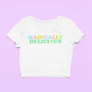 [Sale Up To 50%] Magically Delicious Baby Tee Cute Clover Fitted Graphic Top Y2K Baby Tee Gift For Girlfriend St Patricks Day Gift For Her