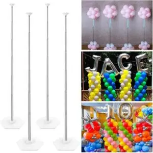 Telescopic balloon column stand set of 4 80 inch stainless steel balloon tower holder table balloon centerpieces and balloon stand for floor 2in1 kit
