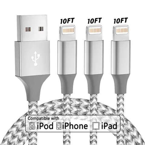 10FT [Apple MFi Certified] USB A for Lightning Charging Cable USB Fast Charge Wide Compatibility Nylon Braided Chargeing Sync Compatible with Apple iPhone 14 13 12 11 Pro Max XR XS X 8 7 6 Plus SE, Charger