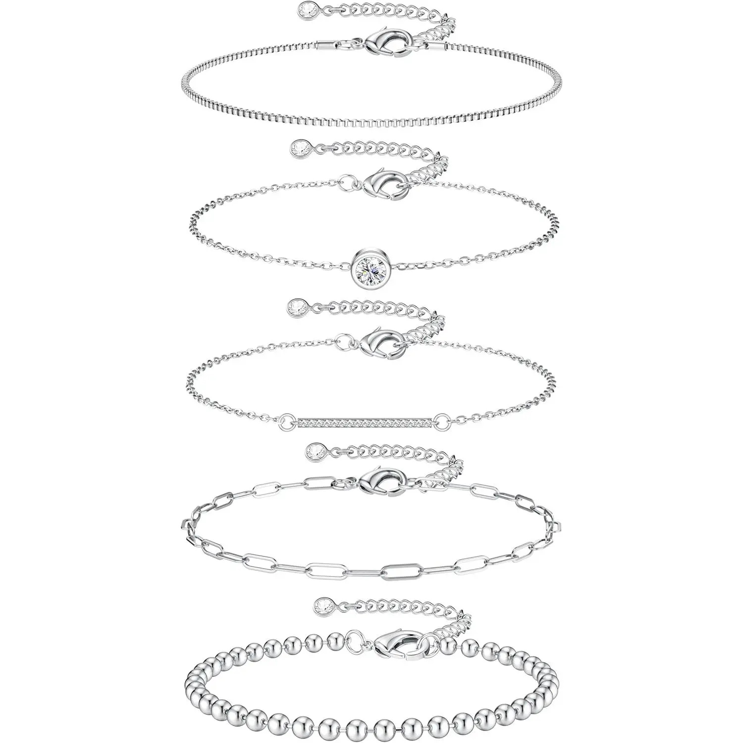 MILACOLATO Gold Bracelets for Women Trendy 14k Plated Gold Stackable Dainty Bracelet Adjustable Charm Paperclip Cuban Link Chain Tarnish Free Accessories Gifts, Adjustablelength, Multiplestyles