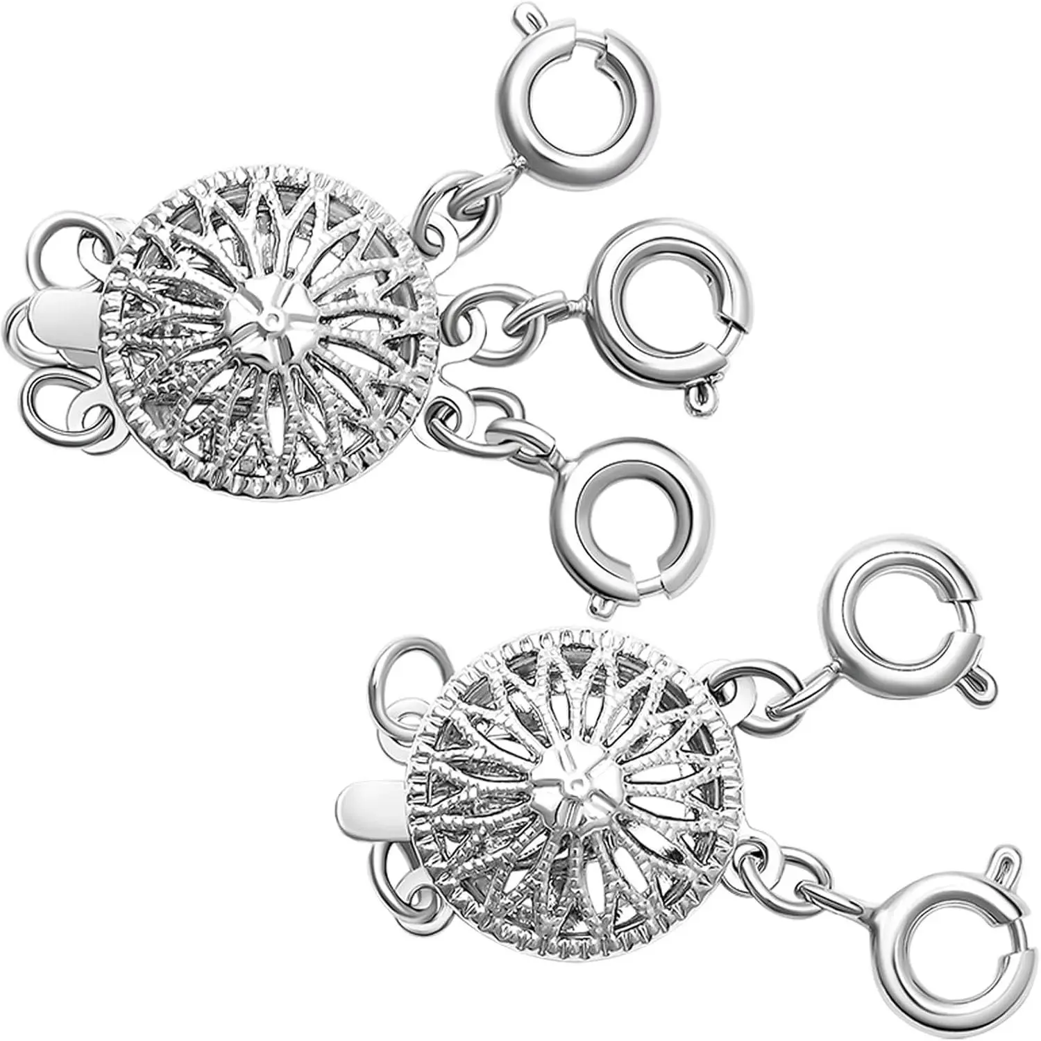 Beading Accessories Metal Finish Layered Jewelry Clasps & Closures - Gold, Silver Radiant Sunburst Necklace Layering Connectors for DIY Beading & Jewelry Making (2 Silver + 3 Gold)