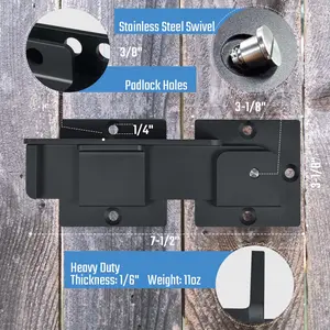 1PACK 7.5" Flip Gate Latch Lock with Padlock Hole, 4mm Heavy Duty Aluminum Alloy Adjustable Door Latch for Sliding and Swing Open Door, Outdoor Gate, Wooden Fence, Barn Door, Shed, Garage, Yard