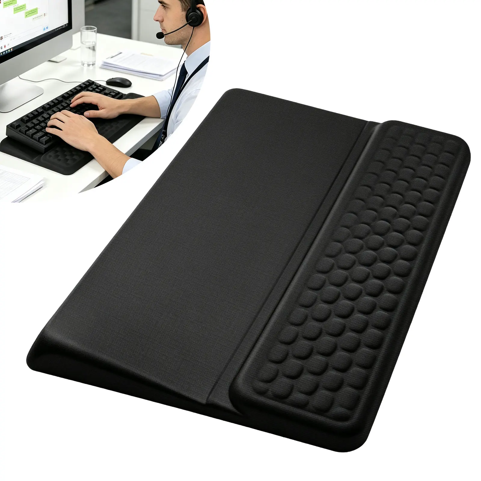 Ergonomic Keyboard Stand and Wrist Rest - Soft Memory Foam Wrist Support Pad,Arm Cushion for Keyboard and Mouse,Desk Organizer for Home Office Gaming