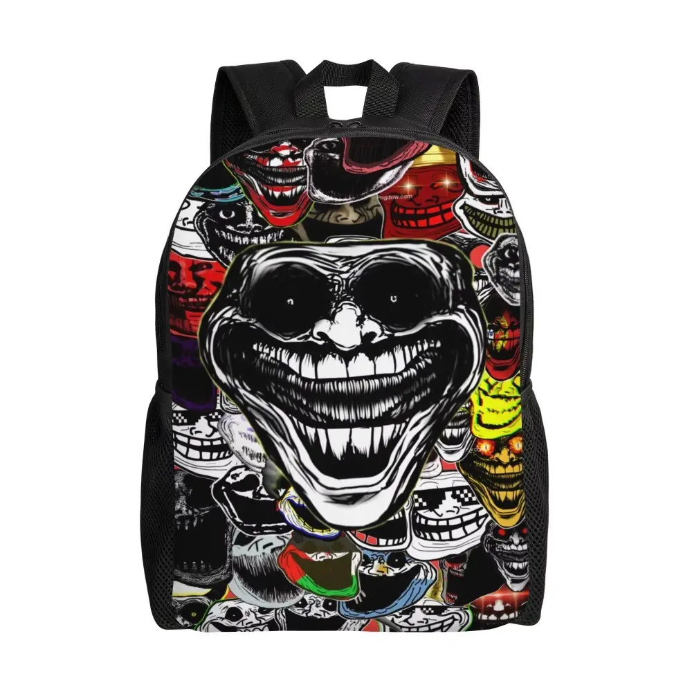Custom Trollface Funny Laptop Backpack Women Men Basic Bookbag for School College Student Cartoon Bag
