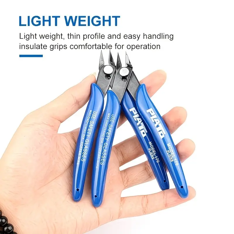 Heavy-Duty High Manganese Steel Diagonal Pliers Suitable for Electrical Cable Cutting, Flush Nipper Side Snips with & Corrosion, Precision Wire Cutters for Jewelry Making, Electronics Repair, DIY Tool