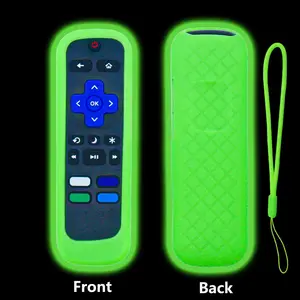 Glow In The Dark Visibility Silicone Protective Remote Cover for Roku TV Remote Control, 1 Count Universal Fit Sleeve Case for TCL, Hisense, Roku TV Streaming Stick 4K+