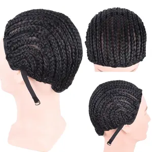 Medium Adjustable Straps Crotchet Cornrows Wig Caps with 2 Combs for Making Wig Durable  Black Easier Sew in Weaving Braided Wig Caps 1 count/Lot Adjustable Wig Cap