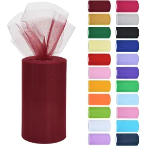 Wine Red Tulle Fabric Rolls 6 Inch by 50 Yards (150 feet) Fabric Spool Tulle Ribbon for DIY Tutu Bow Baby Shower Birthday Party Wedding Decorations Christmas Craft Party Supplies