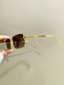 Retro Metal Frame Glasses, Trendy Fashion Narrow-Frame Rectangular Classic Decorative Eyewear for Men and Women, Fashionable Frames Sunglasses