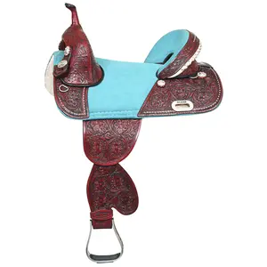 HILASON Western Trail Barrel Racing American Leather Treeless Saddle | Horse for Horses