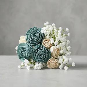 Blue Sola Wooden Flower Bouquet | August Blue Bouquet | 5+ Signature Flowers and Filler Flowers