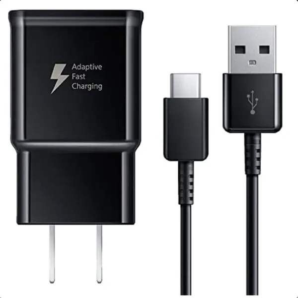 [2 pack] Adaptive Fast Charging Wall Charger and 5-Feet USB Type C Cable Kit Bundle Compatible with Samsung Galaxy S23/S22/S21/S20/S10/S9/S8/Note 20/Note 10/Note 9/Note 8 & Other Smartphones (Black)