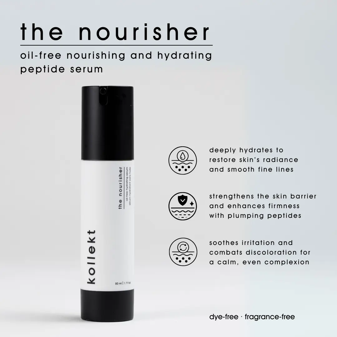 Kollekt Skincare Hydration Peptide Serum Oil-Free, Soothing & Hydrating Wrinkle Minimizer with Chamomile, Licorice Root, Green Tea, Arnica Montana & Hyaluronic Acid, Plumps Fine Lines, Firms Skin, and Improves Texture for a Radiant Complexion - 50ml