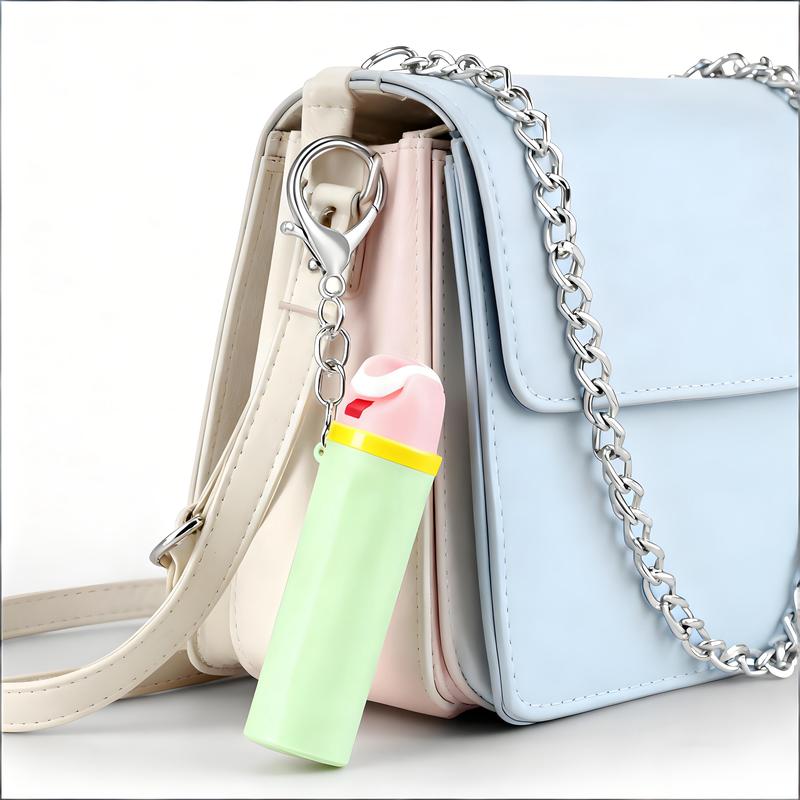 3D Printed Mini Water Cup Lip Balm Holder Keychain, Novelty Water Cup Keychains, Trendy Bottle Keychain, Chapstick Holder Key Chain