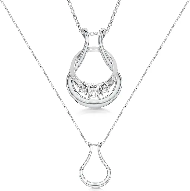 Original Patented Heart Hold Ring Holder Drop Necklace - Stainless Steel, Elegant Yet Practical Style, Resists Wear, Daily Wear Jewelry - Gift for Women (Engagement Ring Keeper for Spouses, Medical Professionals)