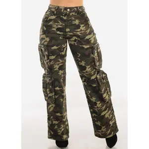 Hyper Stretch Camouflage Straight Wide Leg Pants