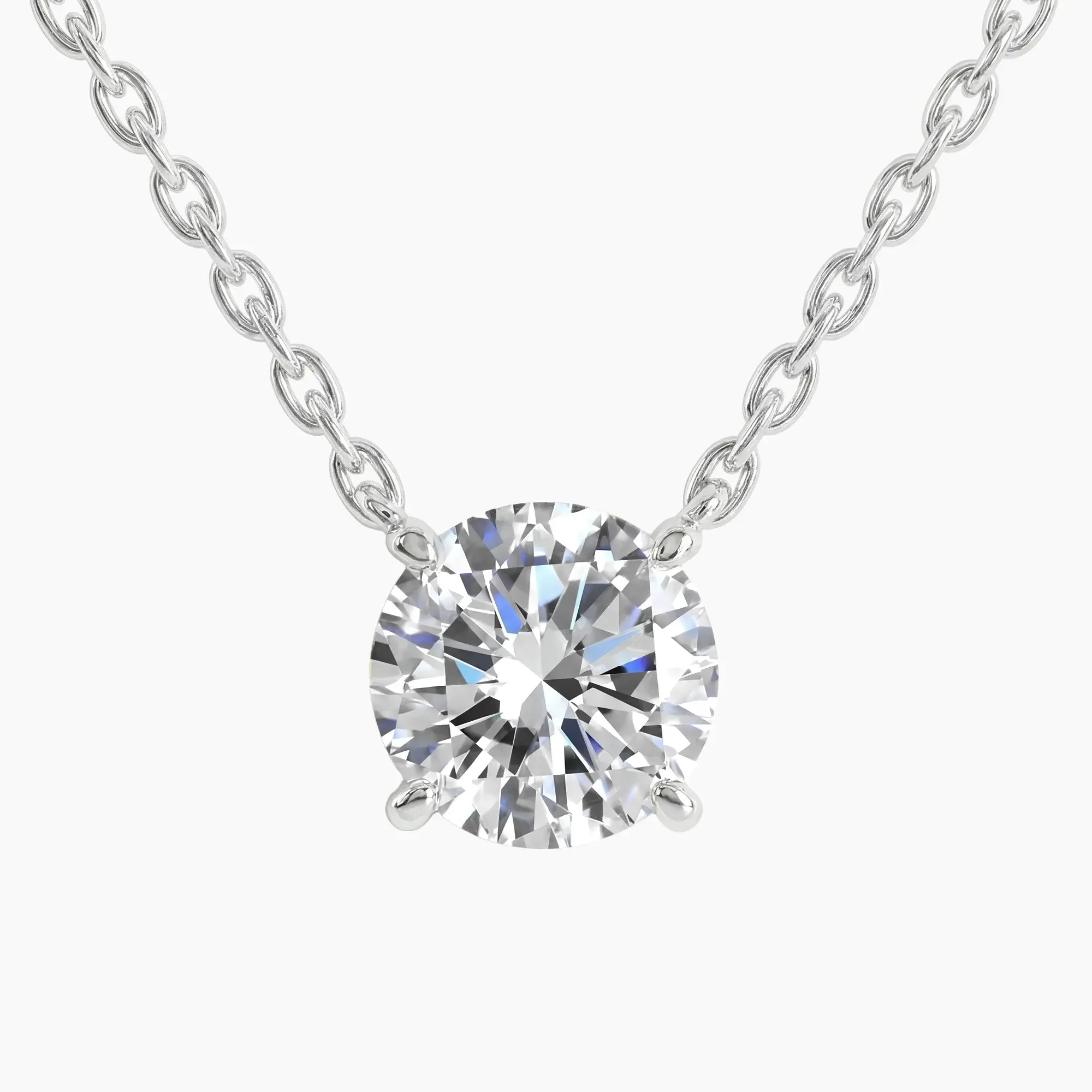 #16   |    1 CT | Four Prong Round Solitaire Lab Diamond Necklace set in 925 Sterling Silver