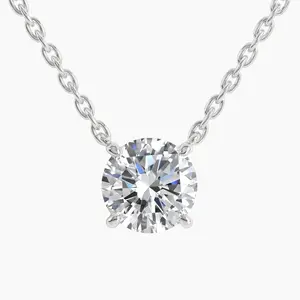 #16   |    1 CT | Four Prong Round Solitaire Lab Diamond Necklace set in 925 Sterling Silver