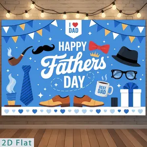 Father’s Day & Dad Gift Backdrop – Blue Poster Theme Tapestry, Wall Hanging, Photography Background, Polyester HD Print, Home, Garden, Party, Event Decor