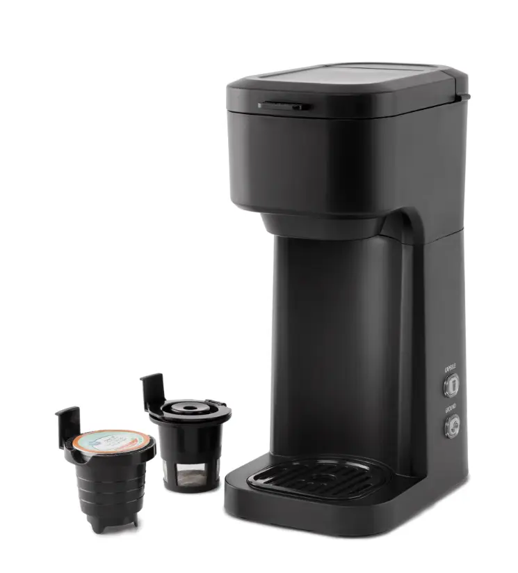 Black Dual Brew Coffee Machine, Single Serve, Compact Design, Ideal for Coffee Enthusiasts