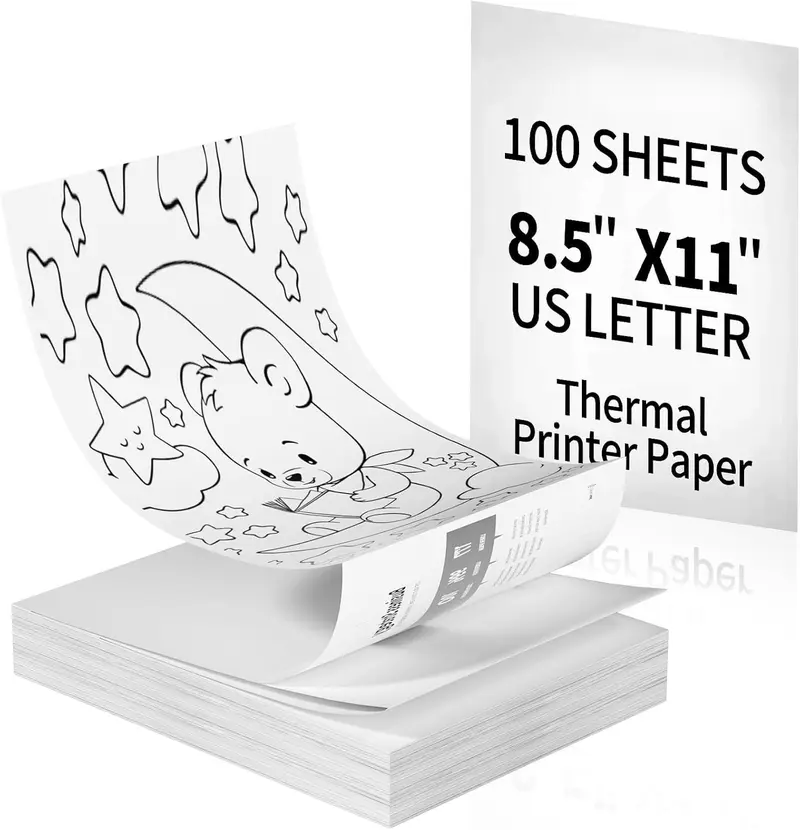 Thermal Printer Paper 8.5 x 11,Thermal Papers,Continuous Thermal Printer Paper, MultipurposeThermal Paper for PortableThermal Printers,JADENS/Itari Printers,100 Sheet.