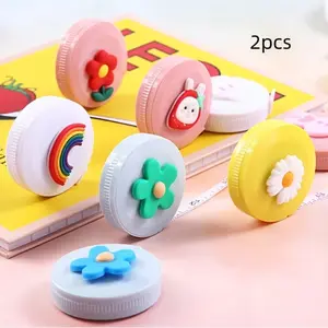 2pcs Creative Cute Cartoon Portable Soft Ruler, 1.5m Dual Specification Measuring Tape, Waist Measurement Tool, Small Leather Strap