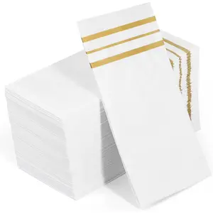 100 pcs white and gold napkins dinner paper napkins disposable hand towels for bathroom soft absorbent gold party wedding napkins for kitchen parties dinners or events yellow 100