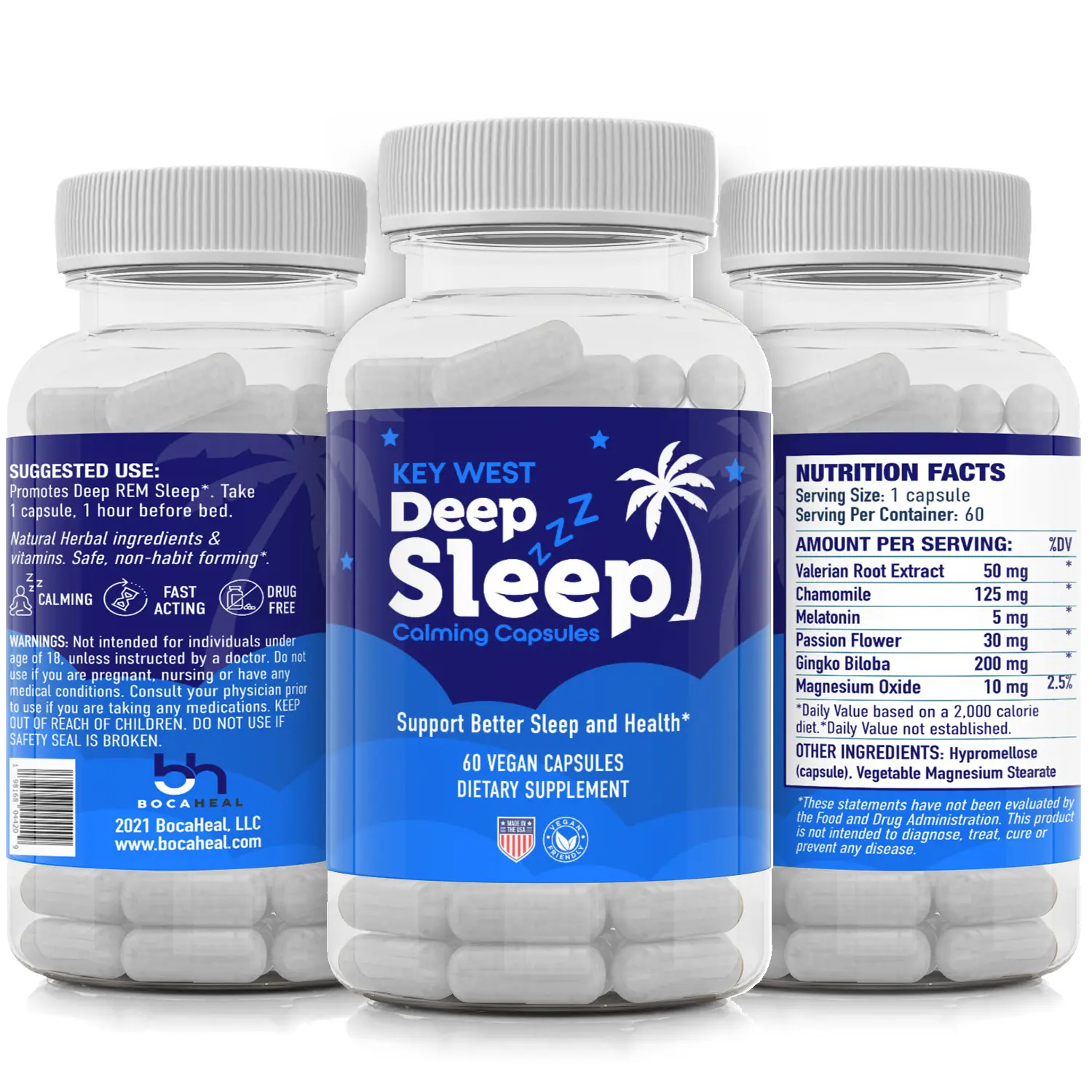 Key West Organic Deep Sleep Capsules | Made In USA | Gluten Free | GMO Free | Vegan Friendly