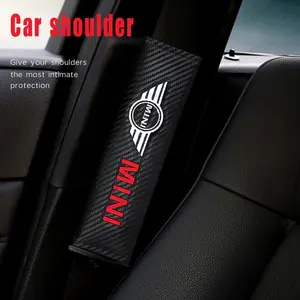2pcs Car Safety Seat Belt Cover Shoulder Protector Pads For Mini Cooper One S JCW Countryman Clubman F55 F56 R55 R56 R53 R60